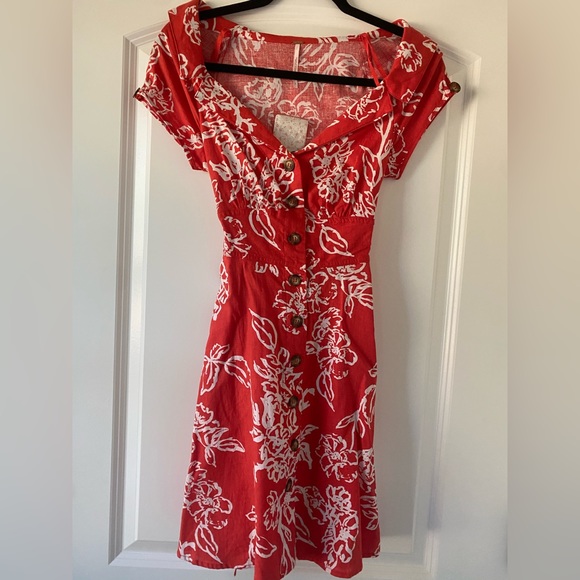 SOLD-NWT Free People A Thing Called Love Mini Dress Red Size 2 - Picture 7 of 9